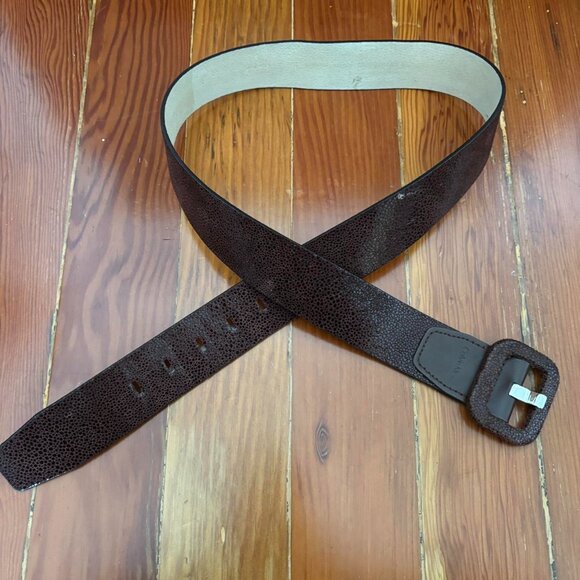 Calvin Klein Accessories - Calvin Klein Vintage Minimalist Genuine Leather Wide Brown Textured Belt